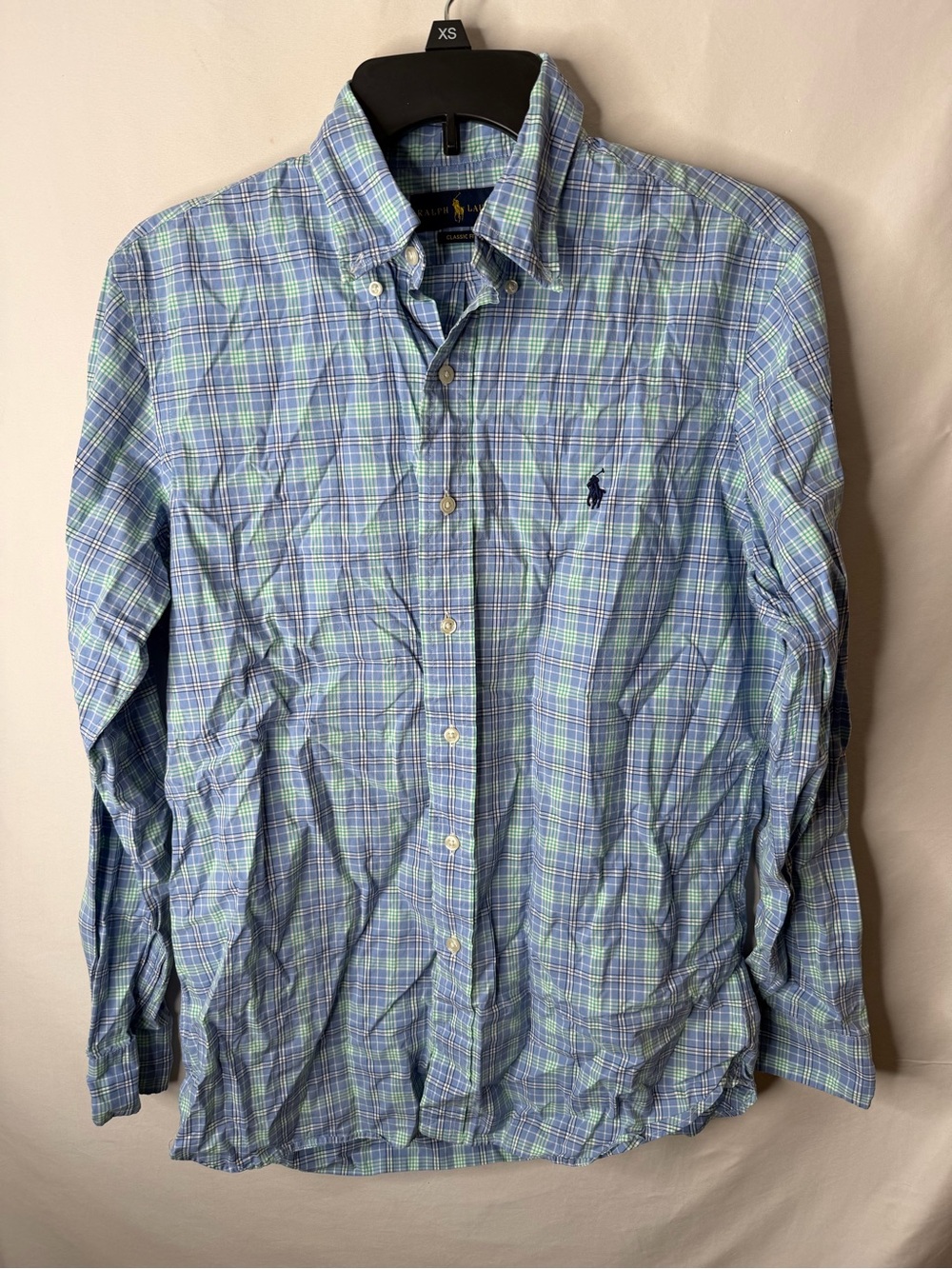 Ralph Lauren Blue and Light Green Plaid Button-Down Shirt
